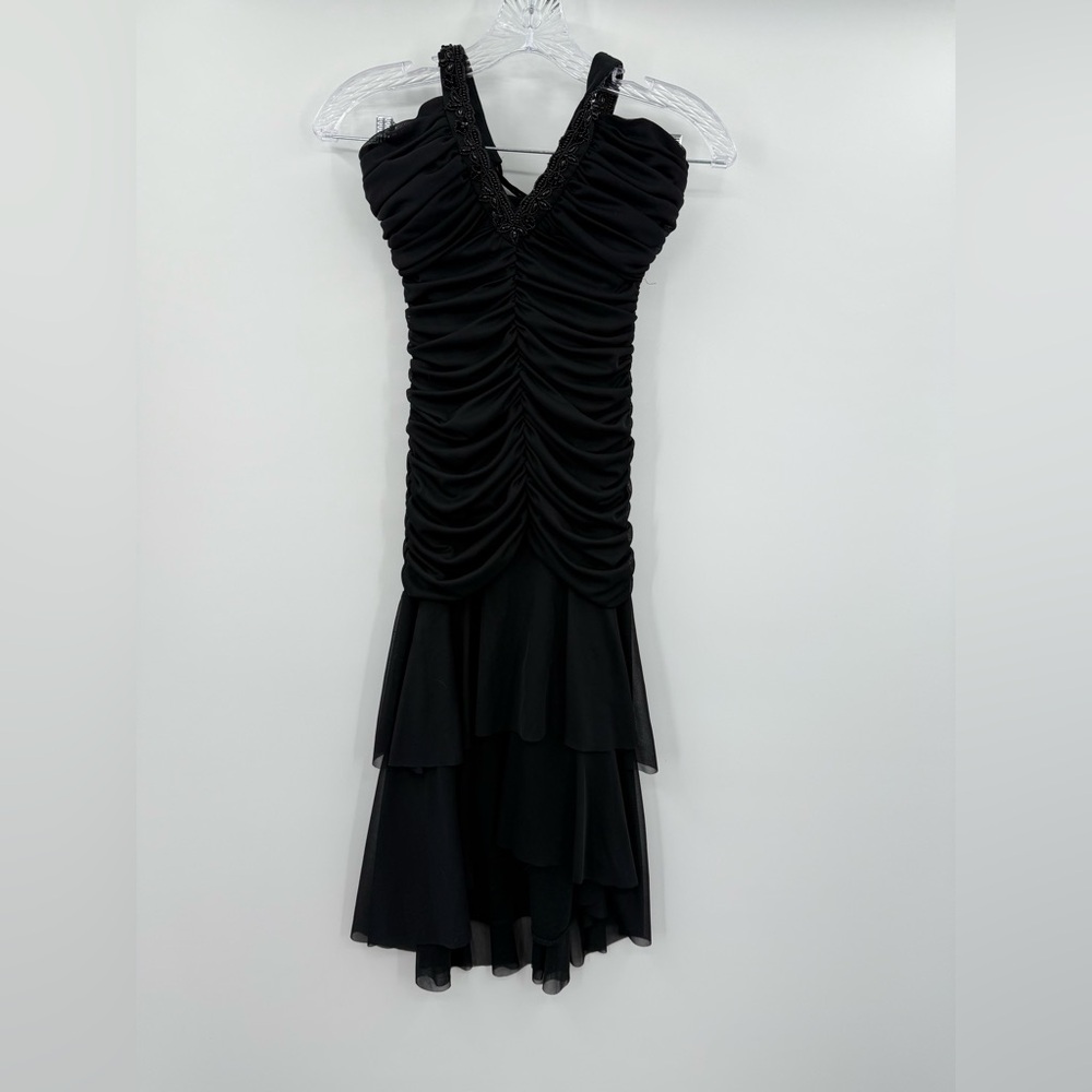 Night Way Women’s Vintage Beaded Black Halter Formal Maxi Dress Size Small